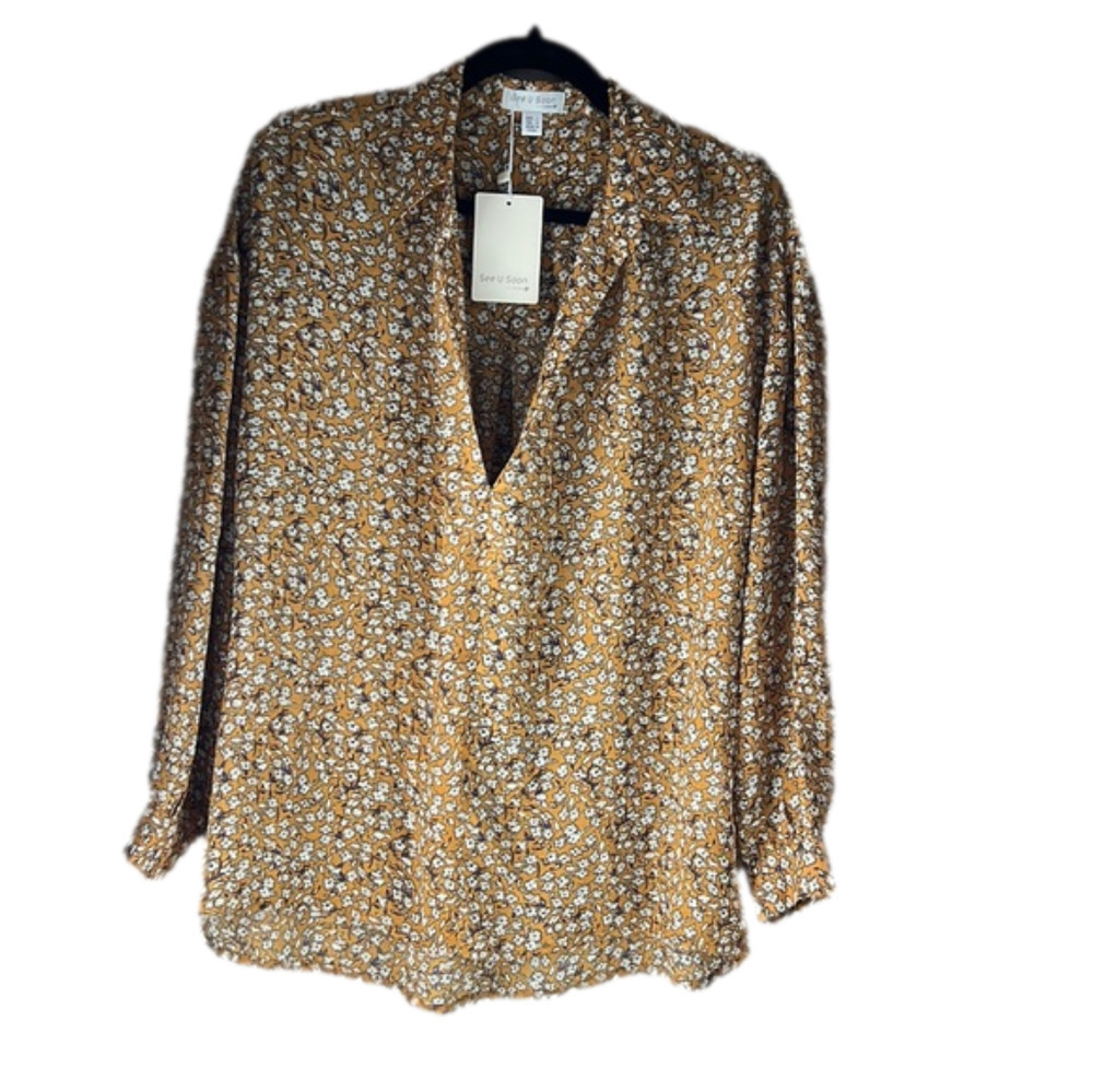 Oversized Ditzy Floral Long Sleeve Blouse Top